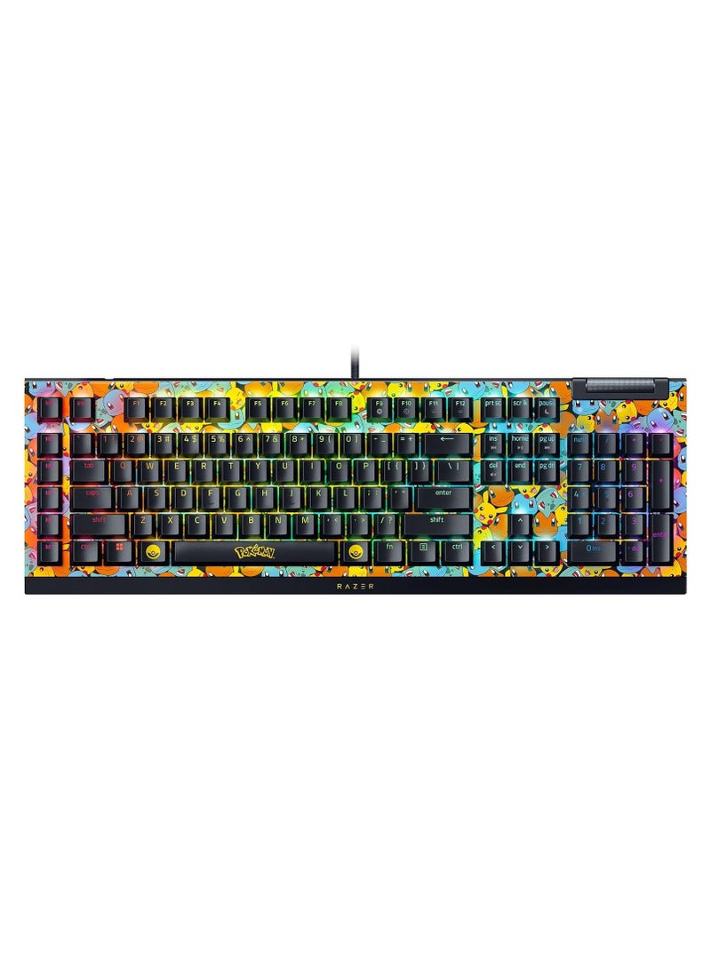 RAZER BlackWidow V4 X Mechanical Gaming Keyboard: Green Switches Tactile & Clicky - 6 Macro Keys - Chroma RGB - Doubleshot ABS Keycaps - Sound Dampening & Stabilizers - Pokémon Edition - Image 1