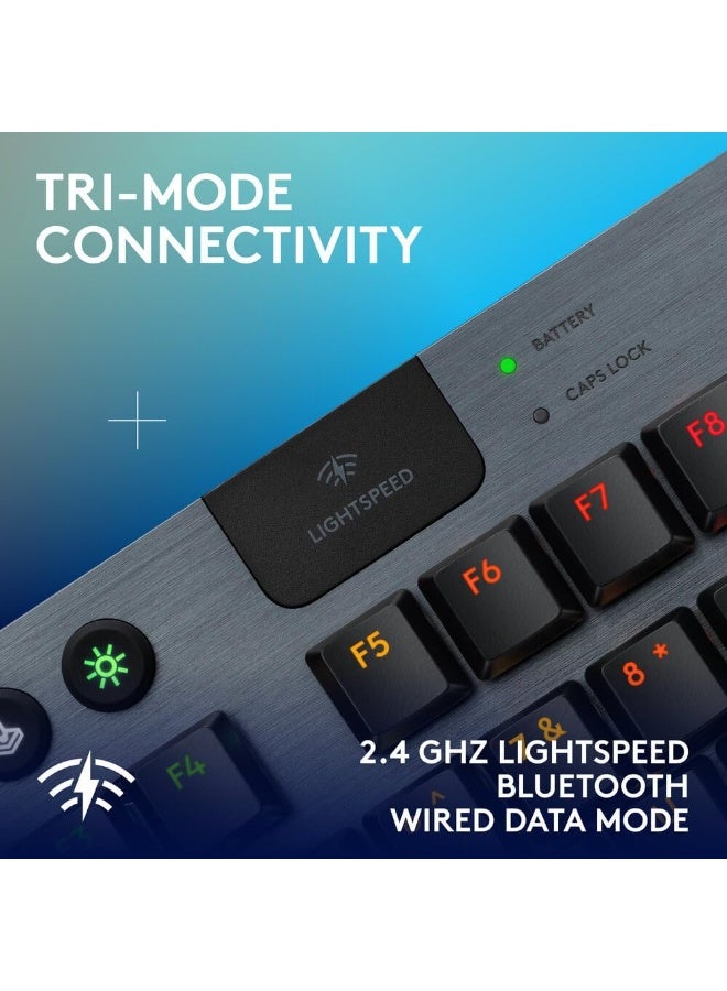 Logitech G915 X LIGHTSPEED TKL Low-Profile Wireless Gaming Keyboard, Double-Shot PBT Keycaps, Fully Programmable Keys, RGB Backlighting, Sleek Aluminum Finishing, GL Brown Tactile, PC/Mac - Black - Image 5
