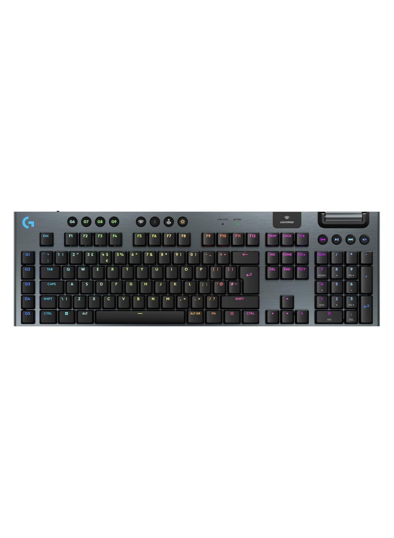 Logitech G915 X LIGHTSPEED Low-ProfileWireless Gaming Keyboard, Double-Shot PBT Keycaps,Fully Programmable Keys,RGB Backlighting, Sleek Aluminum Finishing,GL Brown Tactile Switches-PC/Mac-Black - Image 1