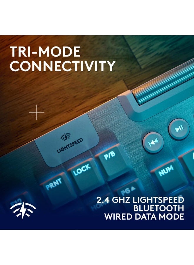 Logitech G915 X LIGHTSPEED Low-Profile Wireless Gaming Keyboard, Double-Shot PBT Keycaps,Fully Programmable Keys,RGB Backlighting, Sleek AluminumFinishing, GL Brown Tactile Switches-PC/Mac-White - Image 5