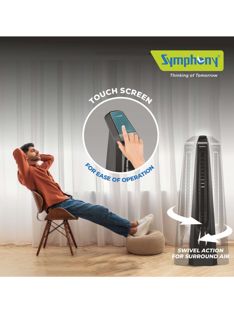 Symphony Surround B - Silent Tower Fan for Home with BLDC motor - Turbo Throw - Touchscreen Control Panel with remote - Low Power Consumption AFNTF013 black - Image 4