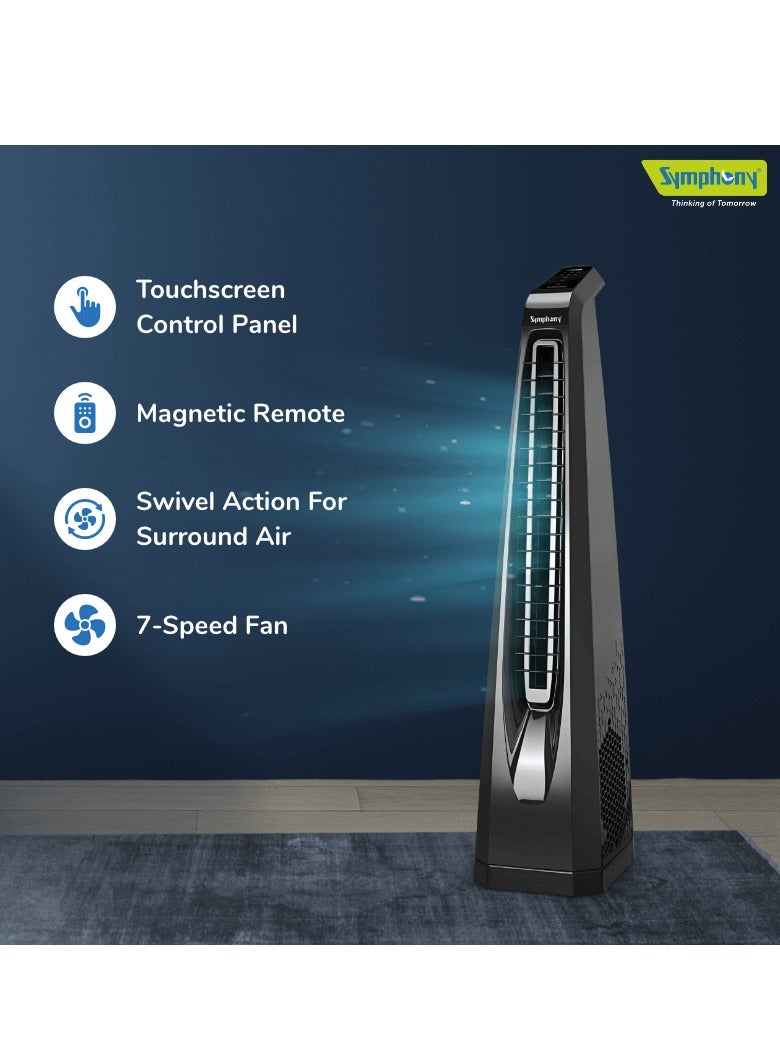 Symphony Surround B - Silent Tower Fan for Home with BLDC motor - Turbo Throw - Touchscreen Control Panel with remote - Low Power Consumption AFNTF013 black - Image 2