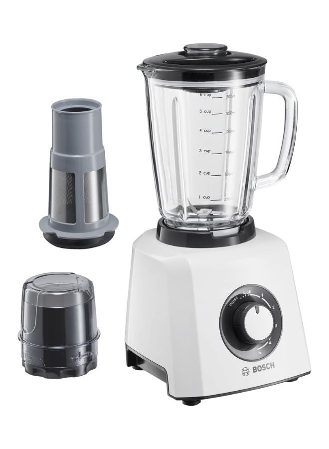 بوش SilentMixx Blender, 1.5L Glass Jug | Powerful Blending, Quietly MMB33P5BGB Grey/White - Image 1