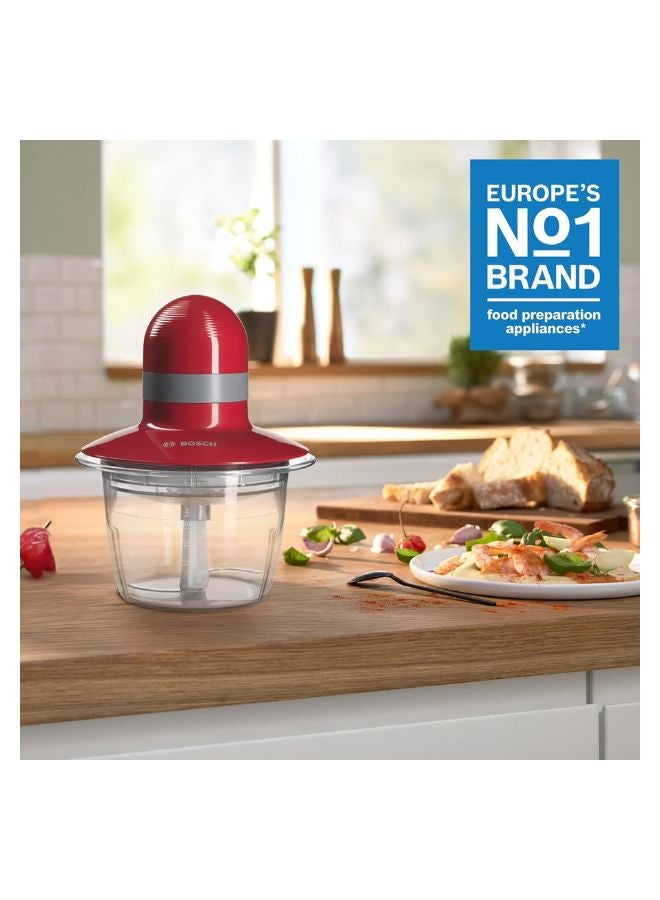 بوش Mini Chopper, 800ml Bowl, Easy Push-Down Control | Your Red Kitchen Helper 400 W MMR08R1GB Red/Clear - Image 4