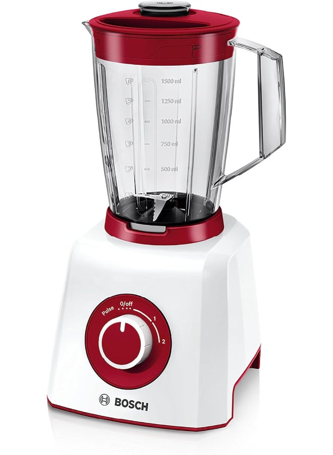 بوش VitaPower Blender, 1.5L ThermoSafe Glass Jug | Blend with Power & Style MMB12P4RGB Red/White - Image 1