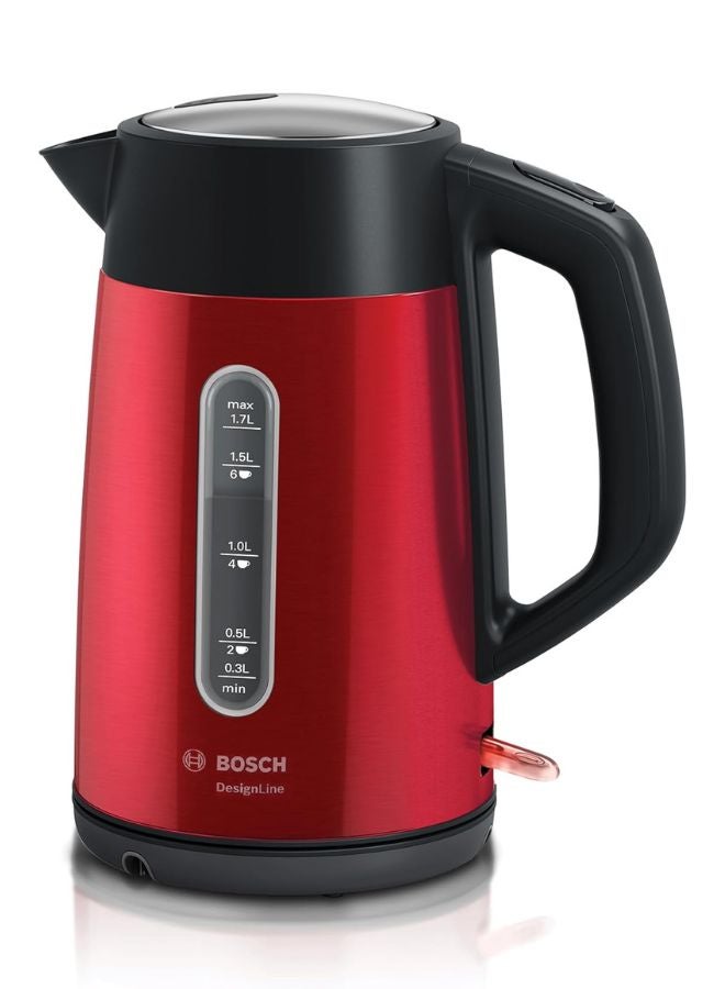 بوش 1.7L Kettle, 3kW Rapid Boil, Stainless Steel Design | Elevate Your Brew 1.7 L 3000 W TWK4P434GB Red/Black - Image 1