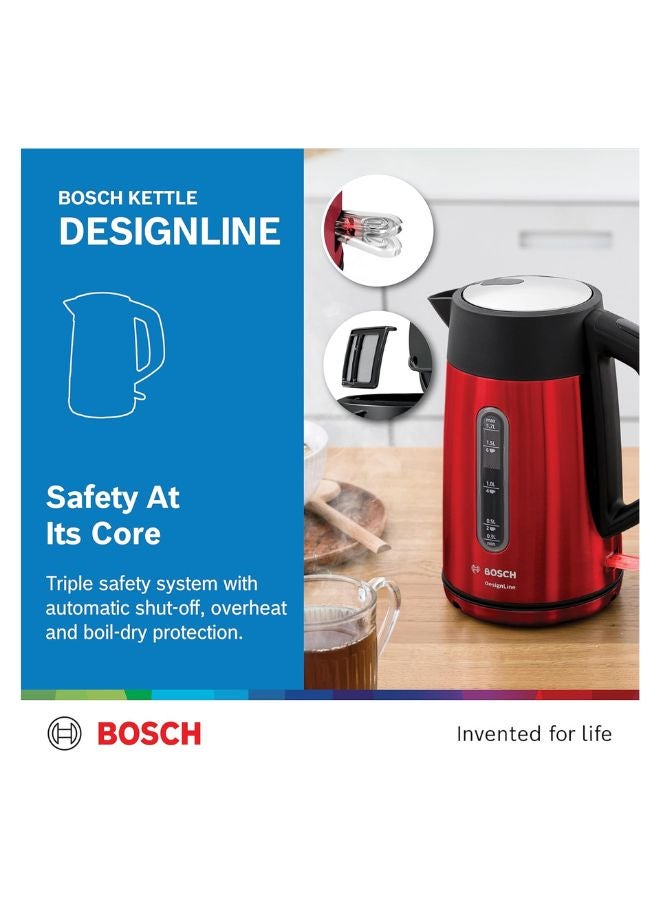 بوش 1.7L Kettle, 3kW Rapid Boil, Stainless Steel Design | Elevate Your Brew 1.7 L 3000 W TWK4P434GB Red/Black - Image 3