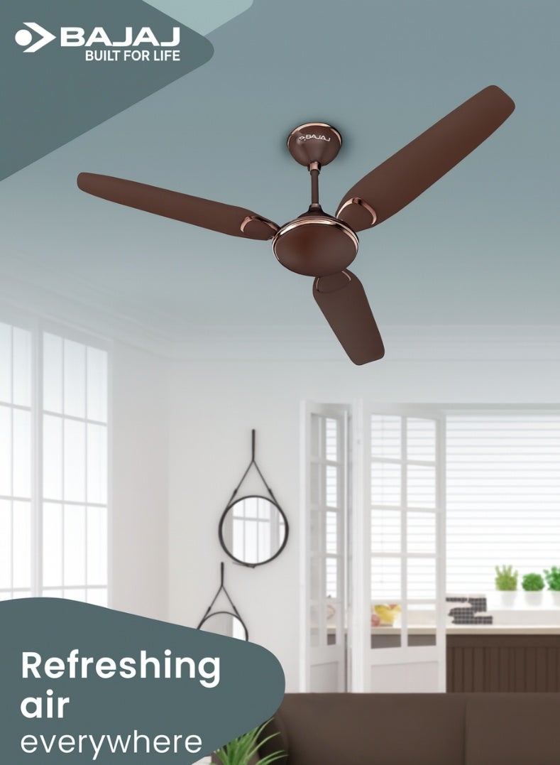 بجاج مروحة سقف تريندي EE 1200 مم – | خشب الجوز الفاخر، محرك عالي السرعة، موفر للطاقة، نظام محامل كروية مزدوجة، تدفق هواء قوي للمنازل والمكاتب - Image 4