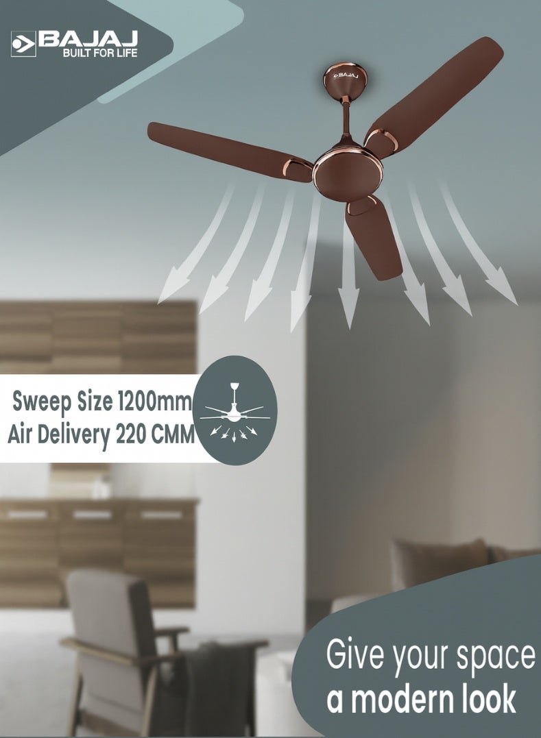 بجاج مروحة سقف تريندي EE 1200 مم – | خشب الجوز الفاخر، محرك عالي السرعة، موفر للطاقة، نظام محامل كروية مزدوجة، تدفق هواء قوي للمنازل والمكاتب - Image 5
