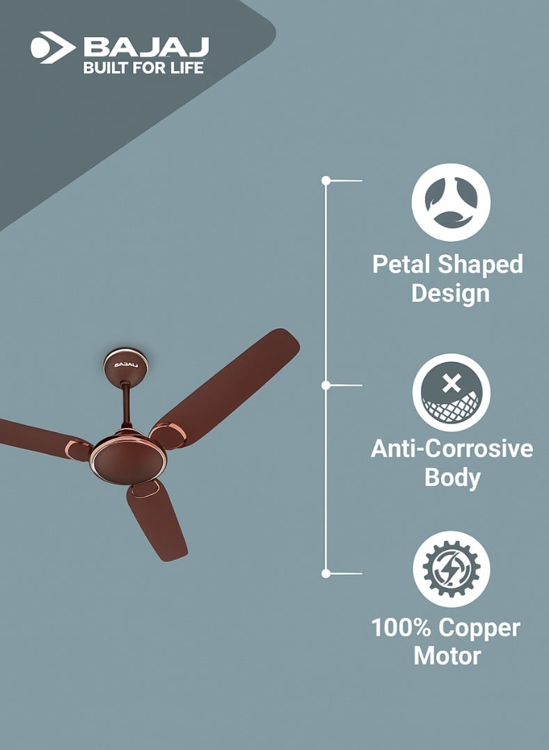 بجاج مروحة سقف تريندي EE 1200 مم – | خشب الجوز الفاخر، محرك عالي السرعة، موفر للطاقة، نظام محامل كروية مزدوجة، تدفق هواء قوي للمنازل والمكاتب - Image 2