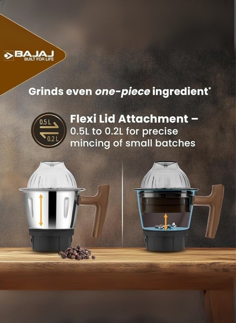 Bajaj Armor Series Quadramax Mixer Grinder, 4 Heavy-Duty Stainless Steel Jars, Hardened Blades, Overload Protection – 1000 W 410635 BLACK - Image 2