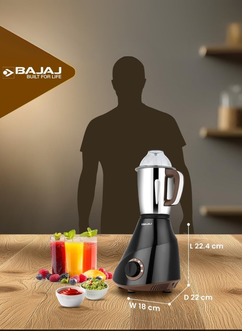 Bajaj Armor Series Quadramax Mixer Grinder, 4 Heavy-Duty Stainless Steel Jars, Hardened Blades, Overload Protection – 1000 W 410635 BLACK - Image 5