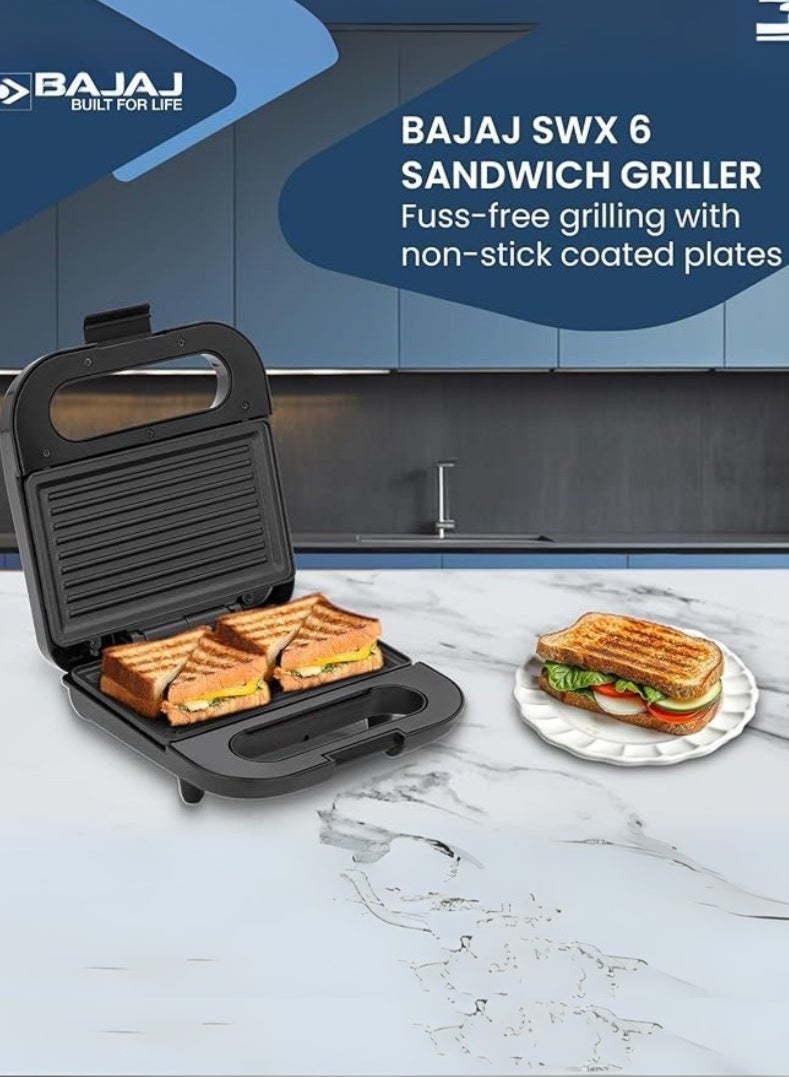 بجاج شواية ساندويتش SWX 6 بسعة شريحتين – لوحات مطلية غير لاصقة، قفل مشبك، تخزين عمودي مدمج، سهل التنظيف، جسم بارد الملمس - Image 1