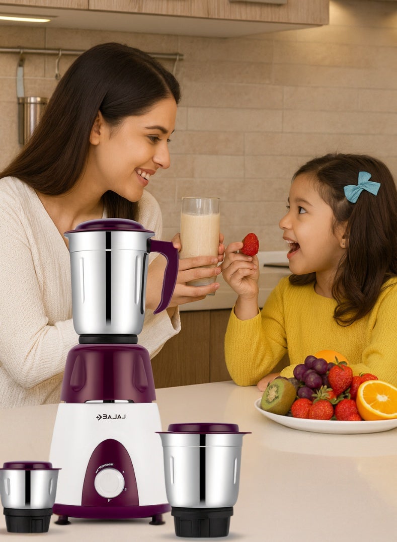 بجاج Ninja Series Elegance Mixer Grinder, 3 Stainless Steel Jars, Multi-Functional Blades, Overload Protection – Finish, 500 W 410568 purple - Image 4
