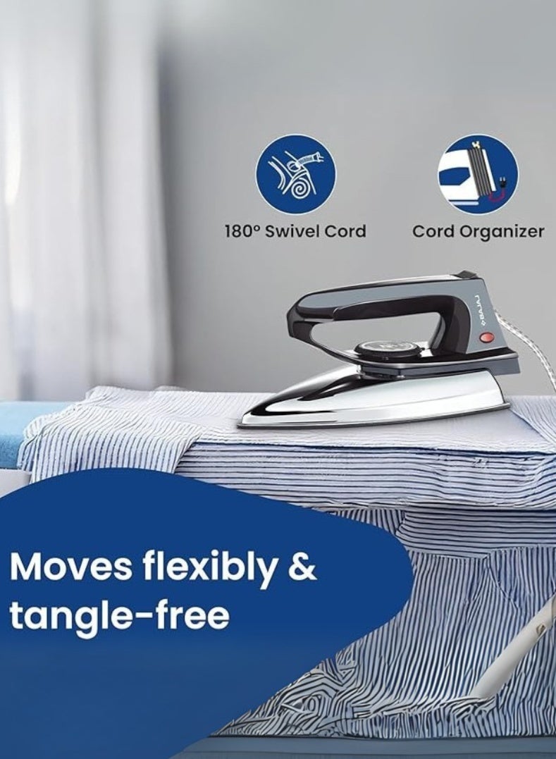 بجاج مكواة باجاج DX 2 | مكواة جافة خفيفة الوزن ومضغوطة مع قاعدة غير لاصقة، تحكم في درجة الحرارة وقاية من السخونة الزائدة - Image 4