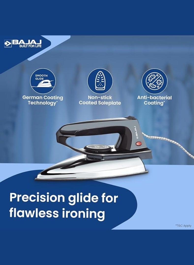 بجاج مكواة باجاج DX 2 | مكواة جافة خفيفة الوزن ومضغوطة مع قاعدة غير لاصقة، تحكم في درجة الحرارة وقاية من السخونة الزائدة - Image 2