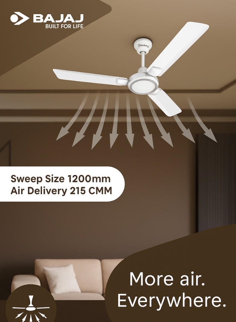 بجاج مروحة سقف من سلسلة إندور كريسنت 12S1 بكفاءة طاقة 1200 مم مع تشغيل صامت وشفرات متينة - Image 5