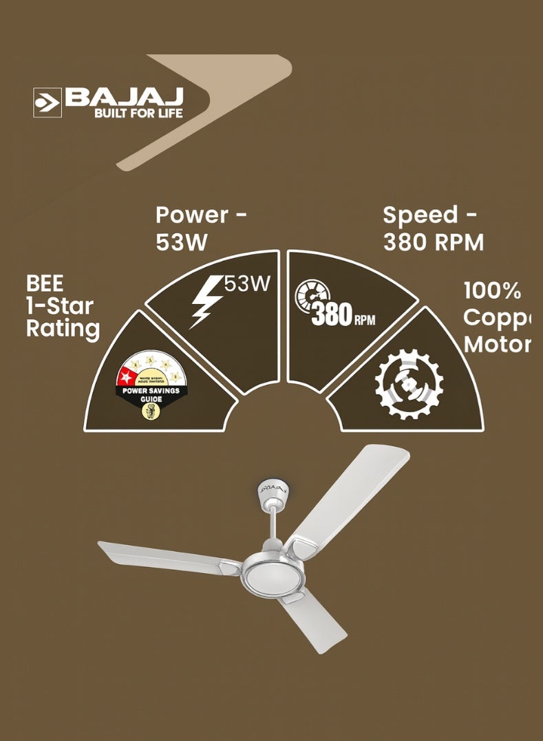 بجاج مروحة سقف من سلسلة إندور كريسنت 12S1 بكفاءة طاقة 1200 مم مع تشغيل صامت وشفرات متينة - Image 4