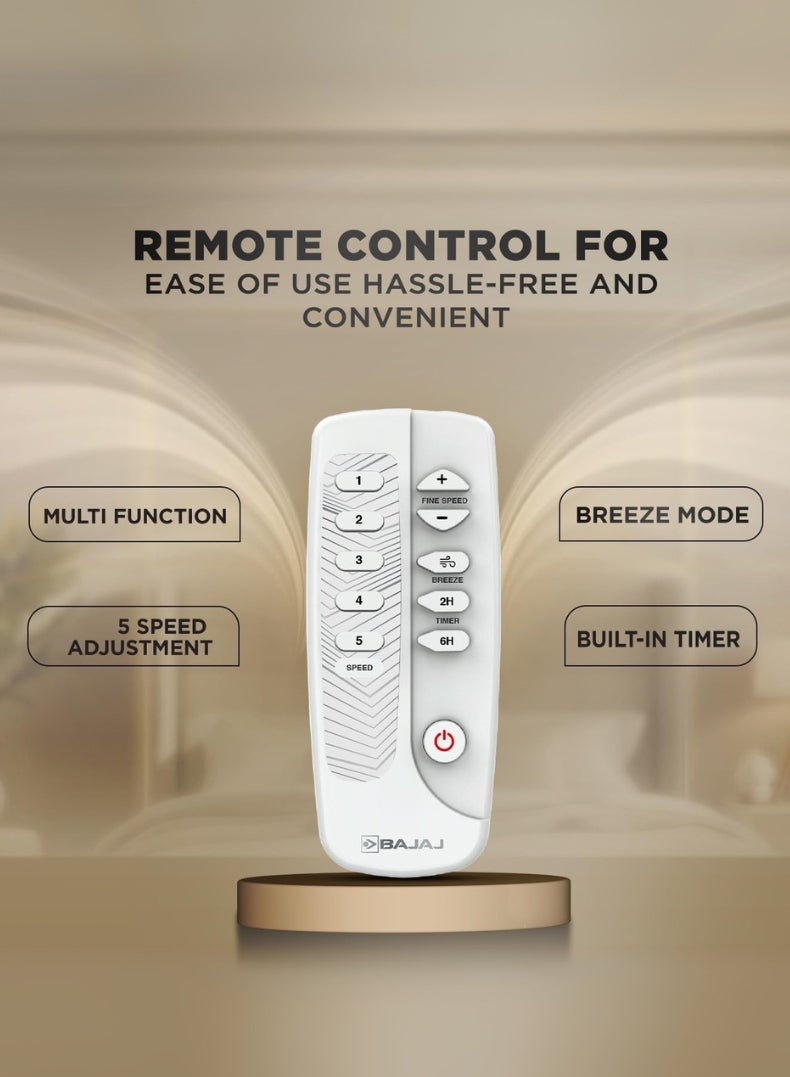 بجاج مروحة سقف كلاسيكو سليك بلس 1200 مم – تقنية BLDC المتقدمة، محرك عالي السرعة 370 دورة في الدقيقة، أداء موفر للطاقة 52 واط، محامل كروية مزدوجة، توصيل هواء قوي – تشطيب رمادي فحمي أنيق - Image 3