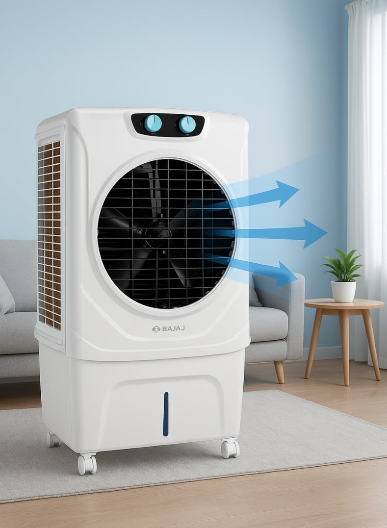 Bajaj Shield Series 70 Litres Air Cooler – Powerful Desert Cooler for Large Rooms, Honeycomb Cooling Pads, Turbo Fan Technology, Ice Chamber, Inverter Compatible, Low Power Consumption 480137 white - Image 2