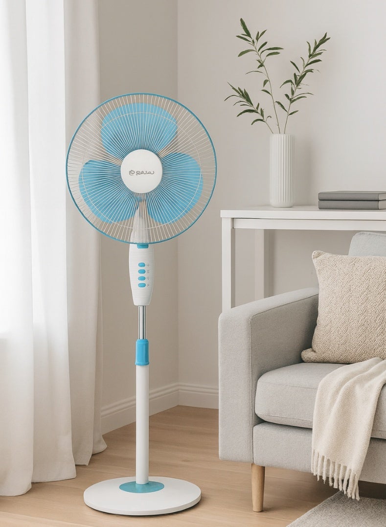 بجاج مروحة طاولة توربو | مروحة قائمة بسرعة عالية 400 مم (16 بوصة) مع تدفق هواء قوي، ارتفاع قابل للتعديل، 3 إعدادات سرعة وتشطيب أنيق باللون الأزرق فيجي - Image 2