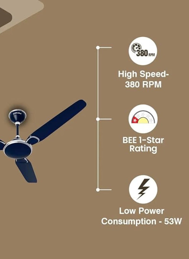 بجاج مروحة سقف عصرية 14EE 1400 مم - تشطيب أزرق سماوي أنيق، أداء عالي السرعة، كفاءة في استهلاك الطاقة، محرك ذو كرتين مزدوجتين، تدفق هواء واسع للمنازل والمكاتب - Image 3