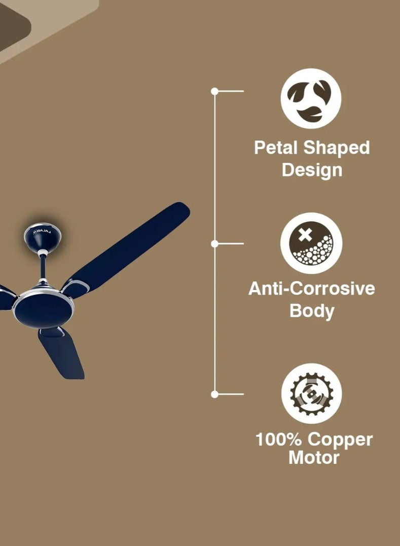 بجاج مروحة سقف عصرية 14EE 1400 مم - تشطيب أزرق سماوي أنيق، أداء عالي السرعة، كفاءة في استهلاك الطاقة، محرك ذو كرتين مزدوجتين، تدفق هواء واسع للمنازل والمكاتب - Image 4