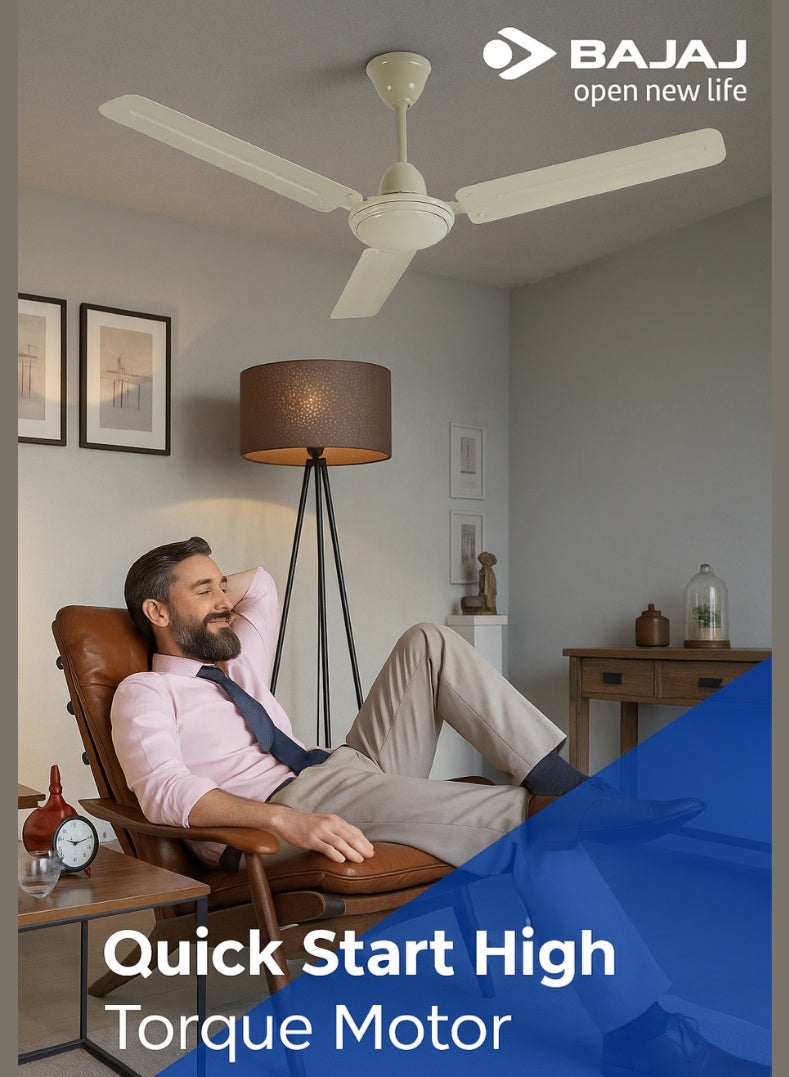 بجاج مروحة سقف ماكسيما 1400 مم عالية السرعة مع توصيل هواء متفوق، تشطيب أبيض، محرك موفر للطاقة وتغطية واسعة - Image 3