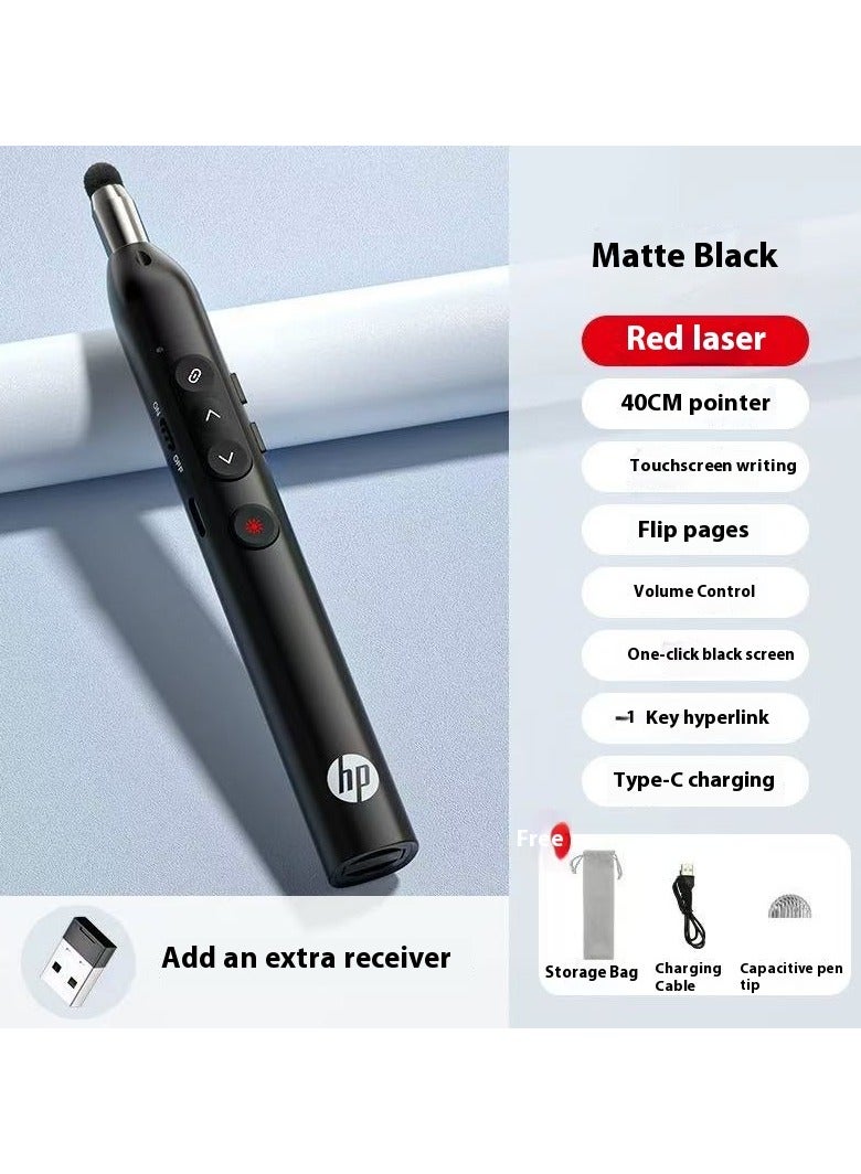 HP SS232 Wireless Presentation Clicker with Red Laser Pointer, Type-C Rechargeable Remote Control for PowerPoint, Extendable Teaching Stick & Touch Stylus, Multi-Function PPT Presenter for Classroom & Office Black - Image 3