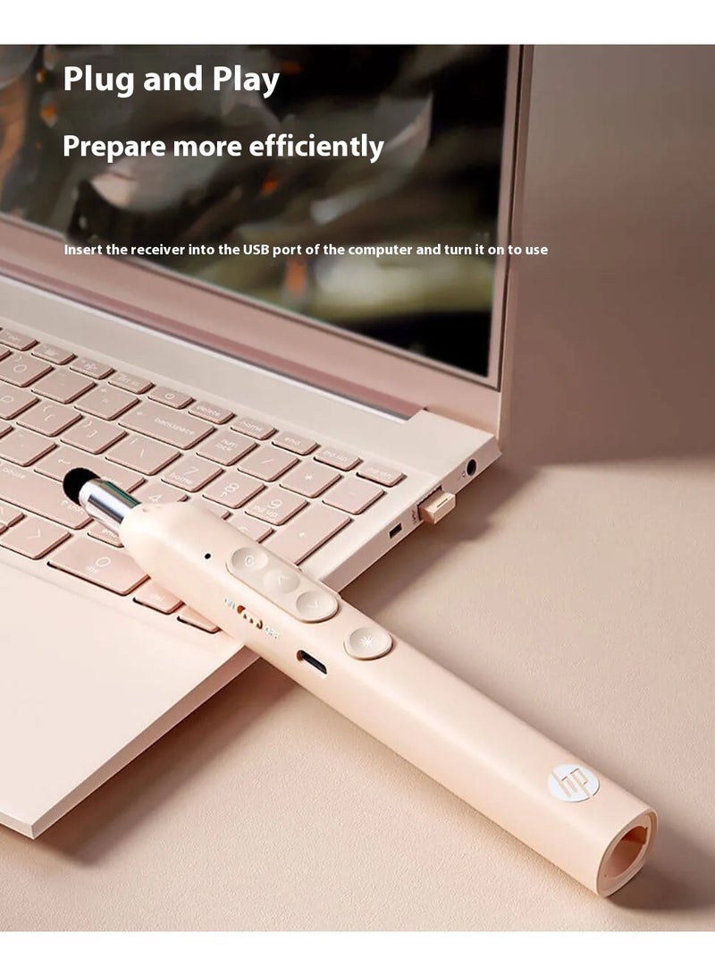 HP SS232 Wireless Presentation Clicker with Red Laser Pointer, Type-C Rechargeable Remote Control for PowerPoint, Extendable Teaching Stick & Touch Stylus, Multi-Function PPT Presenter for Classroom & Office Black - Image 4