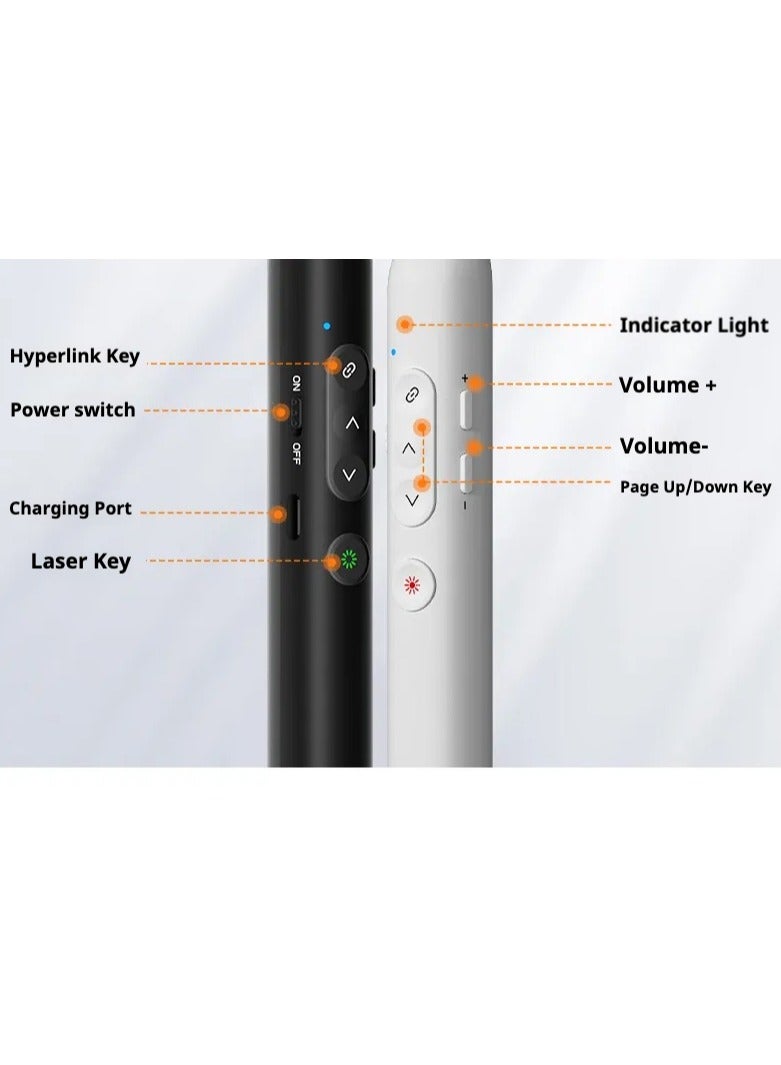 HP جهاز تحكم عن بُعد لاسلكي SS232 مع مؤشر ليزر أحمر، جهاز تحكم قابل لإعادة الشحن من نوع C لبرنامج PowerPoint، عصا تعليمية قابلة للتمديد وقلم لمسة، مقدم PPT متعدد الوظائف للفصول الدراسية والمكتب - Image 4