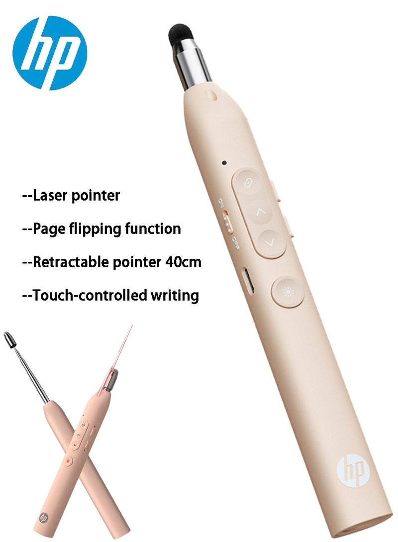 HP جهاز تحكم عن بُعد لاسلكي SS232 مع مؤشر ليزر أحمر، جهاز تحكم قابل لإعادة الشحن من نوع C لبرنامج PowerPoint، عصا تعليمية قابلة للتمديد وقلم لمسة، مقدم PPT متعدد الوظائف للفصول الدراسية والمكتب - Image 1