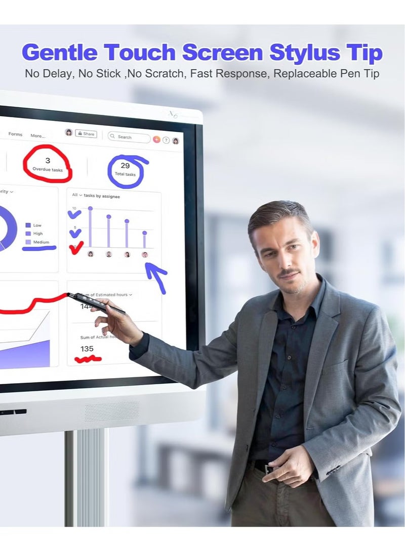 HP جهاز التحكم عن بُعد اللاسلكي SS232 مع مؤشر ليزر أحمر، جهاز تحكم عن بُعد قابل لإعادة الشحن من نوع C لبرنامج PowerPoint، عصا تعليمية قابلة للتمديد وقلم لمسة، مقدم PPT متعدد الوظائف للفصول الدراسية والمكتب - Image 5