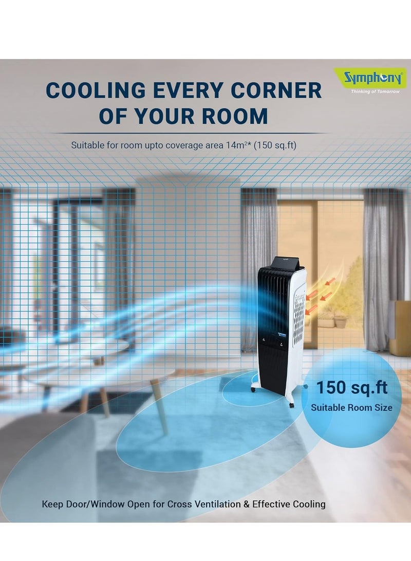 SYMPHONY Portable Tower Air Cooler For Home, Office with 3-Side Honeycomb Pads, Pop-Up Touchscreen, i-Pure Technology and Low Power Consumption, 1-year Warranty 30 L Diet 3D 30i White/Black - Image 2