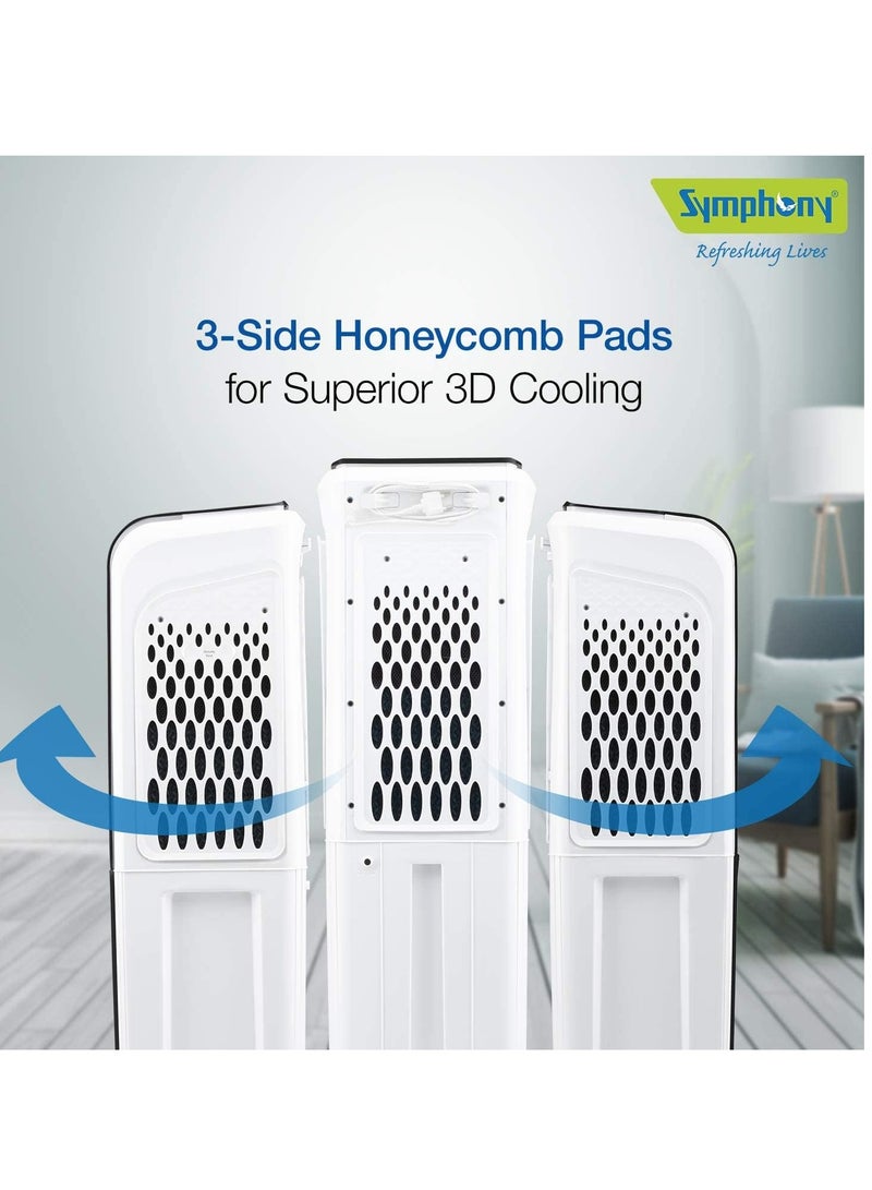 SYMPHONY Portable Tower Air Cooler For Home, Office with 3-Side Honeycomb Pads, Pop-Up Touchscreen, i-Pure Technology and Low Power Consumption, Black – 1-year Warranty 40 L Diet 3D 40i White/Black - Image 3