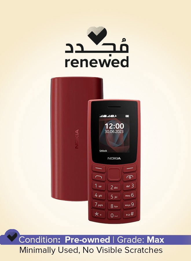 NOKIA Renewed - 106  Single SIM Keypad Phone - Red - Image 1