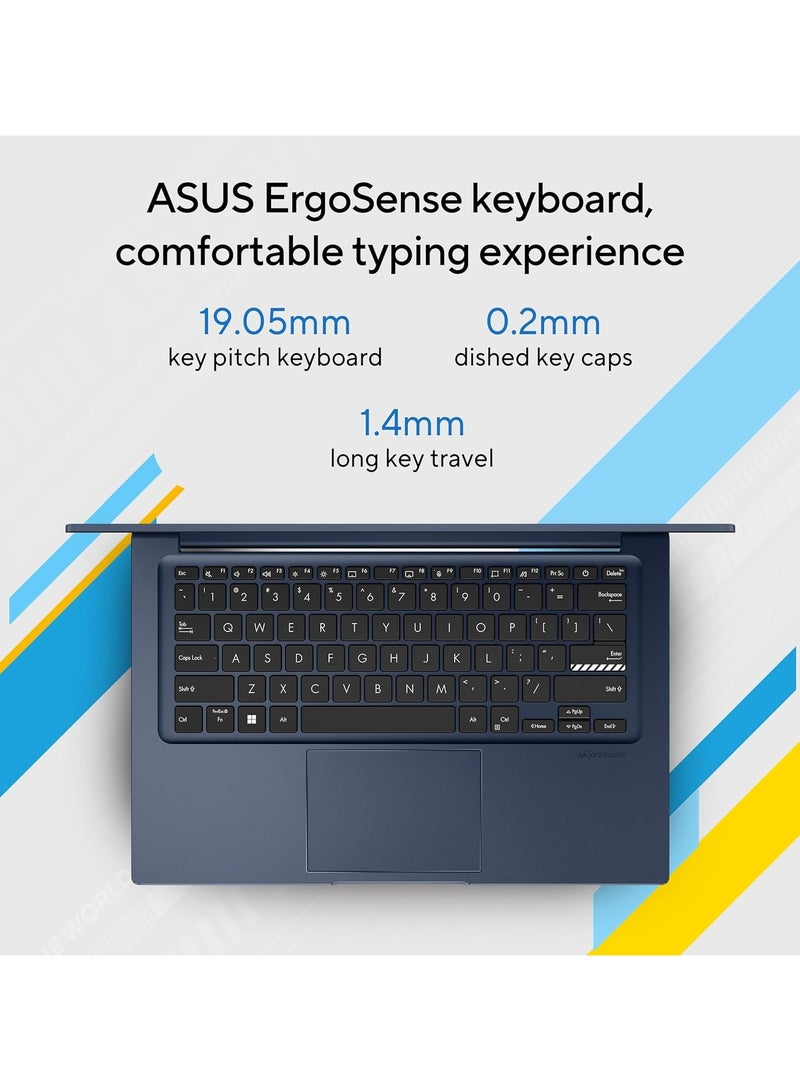 ASUS (Upgraded Version) Vivobook 14 Laptop – 14" FHD Display, Intel Core i5-1334U (13th Gen) 12GB DDR4 RAM, 512GB SSD, Intel Iris Xe Graphics, Windows 11 Home, M365 Basic (1Year) / Office 2024 English Quite Blue English Quite Blue - Image 3