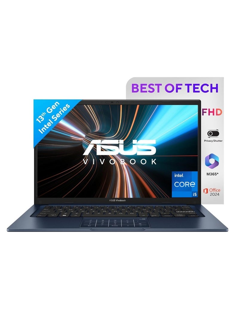 أسوس (Upgraded Version) Vivobook 14 Laptop – 14" FHD Display, Intel Core i5-1334U (13th Gen) 16GB DDR4 RAM, 1TB SSD, Intel Iris Xe Graphics, Windows 11 Home, M365 Basic (1Year) / Office 2024 English Quite Blue English Quite Blue - Image 1