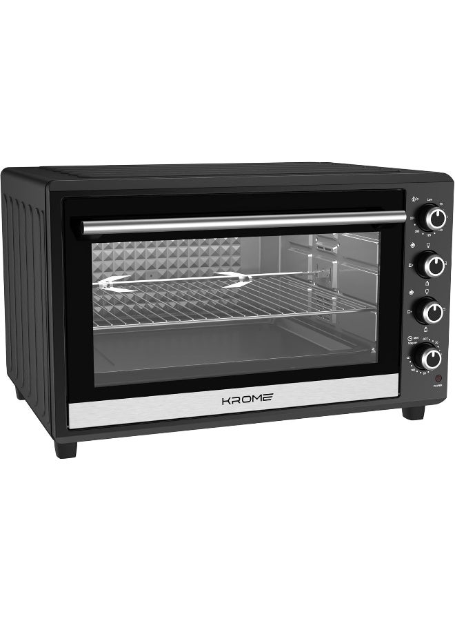 كروم فرن كهربائي كروما 120 لتر مع شواية – مروحة هوائية، تحكم بـ 4 مقبض، درجة حرارة 230°C، مؤقت 120 دقيقة، باب زجاجي مزدوج، عناصر تسخين من الفولاذ المقاوم للصدأ، يشمل صينية خبز وإكسسوارات - KR-EO120RC - Image 3