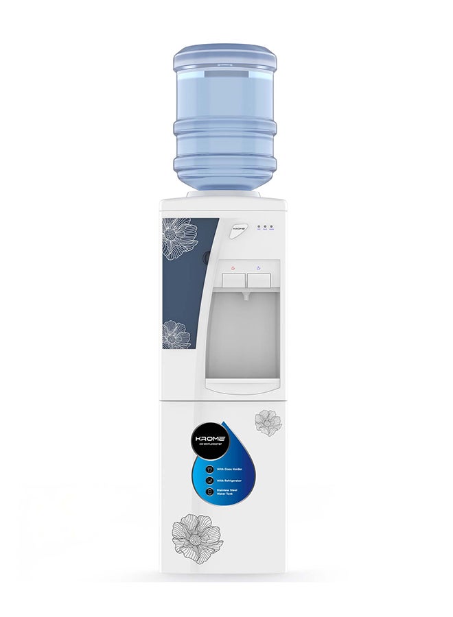 Krome Glass Holder Water Dispenser | Hot & Cold Water | Built-in 16L Refrigerator | Stainless Steel Tanks | Child Safety Lock | Compact ABS Body | Compressor Cooling KR-WDTL2002TGP white - Image 1