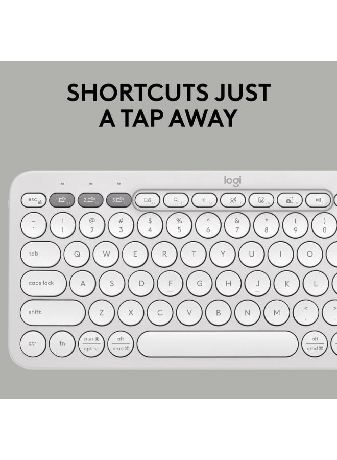 Logitech Pebble Keys 2 K380s, Multi-Device Bluetooth Wireless Keyboard with Customizable Shortcuts, Slim and Portable, Easy-Switch for Windows, macOS, iPadOS, Android, Chrome OS, US Intl Layout White - Image 5