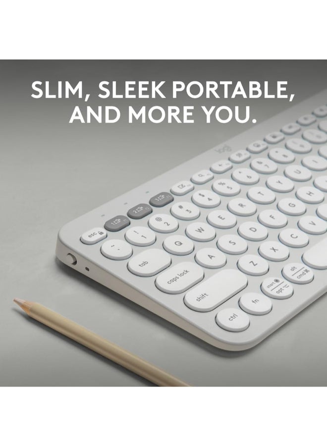 Logitech Pebble Keys 2 K380s, Multi-Device Bluetooth Wireless Keyboard with Customizable Shortcuts, Slim and Portable, Easy-Switch for Windows, macOS, iPadOS, Android, Chrome OS, US Intl Layout White - Image 2