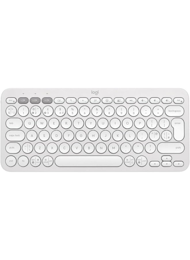 Logitech Pebble Keys 2 K380s, Multi-Device Bluetooth Wireless Keyboard with Customizable Shortcuts, Slim and Portable, Easy-Switch for Windows, macOS, iPadOS, Android, Chrome OS, US Intl Layout White - Image 1
