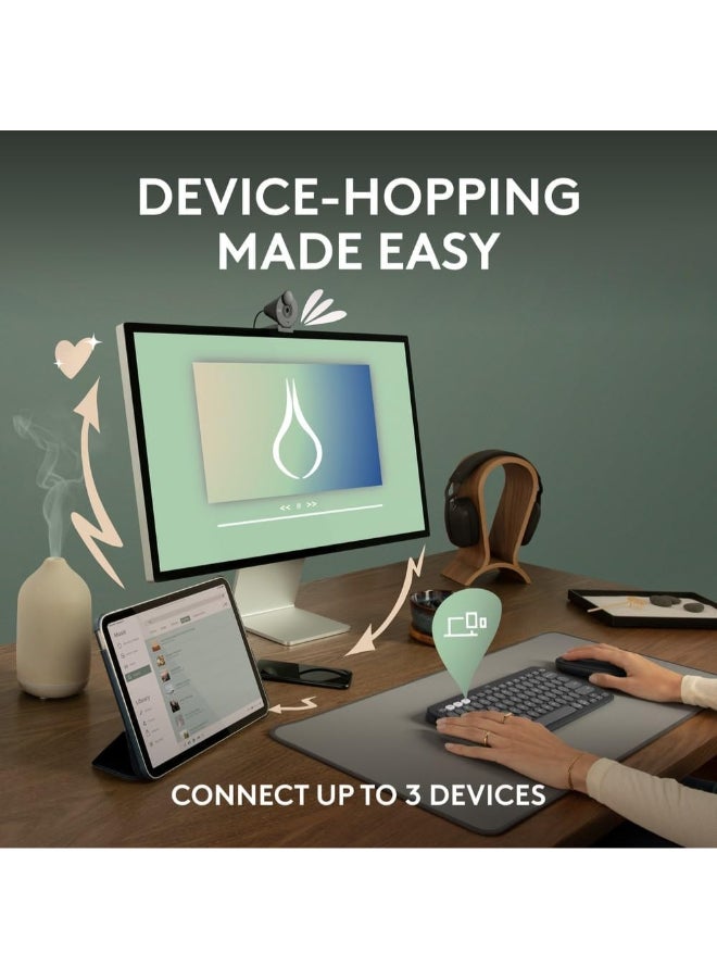 Logitech Pebble Keys 2 K380s, Multi-Device Bluetooth Wireless Keyboard with Customizable Shortcuts, Slim and Portable, Easy-Switch for Windows, macOS, iPadOS, Android, Chrome OS, US Intl Layout White - Image 3