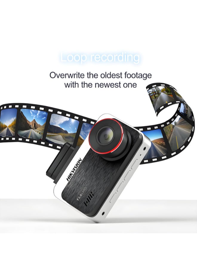 هيك فيجن كاميرا داش C200S مزدوجة 1080P مع واي فاي ومستشعر G | شاشة 3 بوصة | تسجيل متكرر | تحكم عبر تطبيق الهاتف المحمول - Image 4