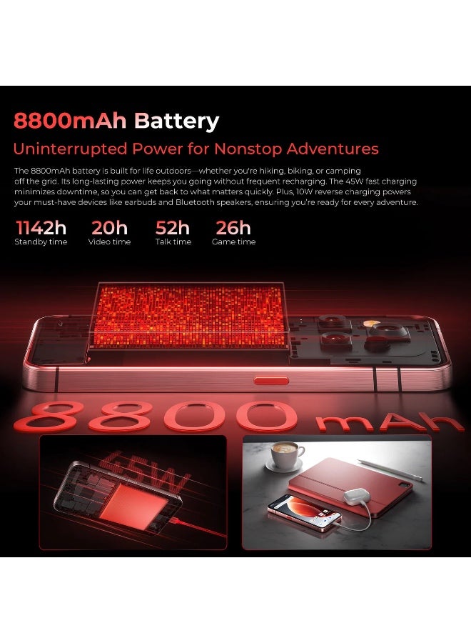 أوكيتل هاتف WP210 5G المتين بشاشة 6.7 بوصة FHD+ وبطارية كبيرة 8800 مللي أمبير وكاميرا 108 ميجابكسل أندرويد 15 (12 جيجابايت + 512 جيجابايت NFC) - رمادي - Image 3