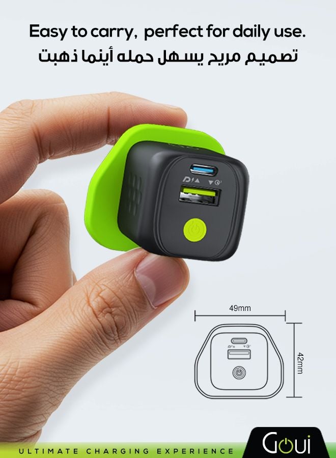 جوي جان 20 بلس شاحن جداري بقدرة 20 واط | منفذ مزدوج Type-C و USB للشحن السريع | متوافق مع iPhone 17/16/15، وSamsung Galaxy S25/S24، وXiaomi، وHuawei، وiPad، وiPad Pro – أسود أسود - Image 2