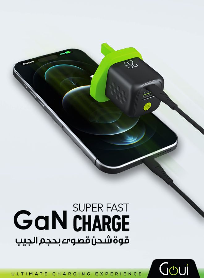 جوي جان 20 بلس شاحن جداري بقدرة 20 واط | منفذ مزدوج Type-C و USB للشحن السريع | متوافق مع iPhone 17/16/15، وSamsung Galaxy S25/S24، وXiaomi، وHuawei، وiPad، وiPad Pro – أسود أسود - Image 1