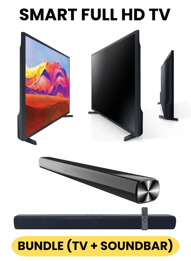 Samsung Bundle Of 43-Inch Full HD Smart TV with Powerful 2.1-Channel Soundbar – Built-in Apps, HDR, Dolby Audio, Screen Mirroring & Immersive Surround Experience 43T5300+SOUNDBAR Black - Image 2