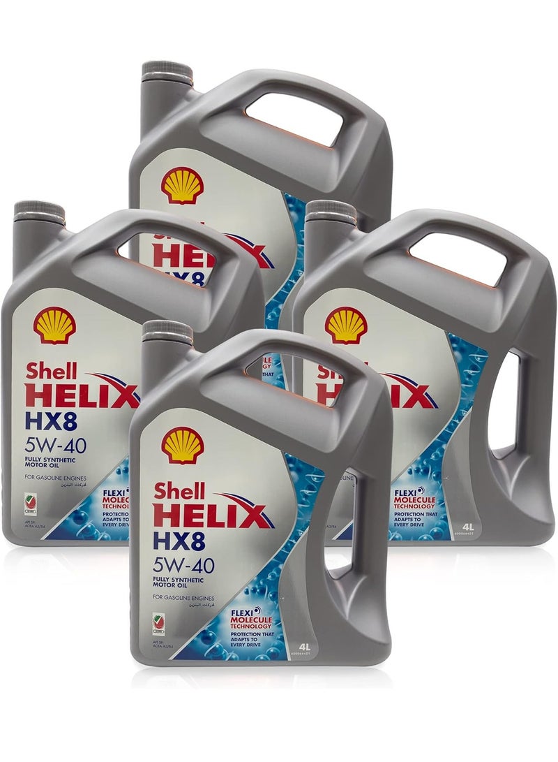 Shell Helix HX8 5W40 Fully Synthetic Engine Oil 4Ltr (Pack of 4)